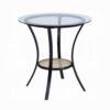 Col 3pc Accent Table and Chair Set, Black Legs, Glass Top, Padded Seat