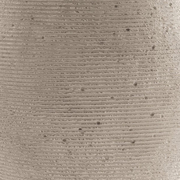 Dale 17 Inch Round Polyresin Vase, Tightly Ribbed Texture, Antique Beige