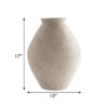 Dale 17 Inch Round Polyresin Vase, Tightly Ribbed Texture, Antique Beige
