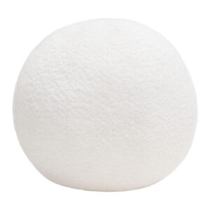 Round Accent Pillow, Ivory Faux Shearling, Polyester Fill, 15 Inch