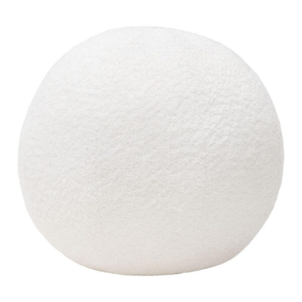 Round Accent Pillow, Ivory Faux Shearling, Polyester Fill, 15 Inch