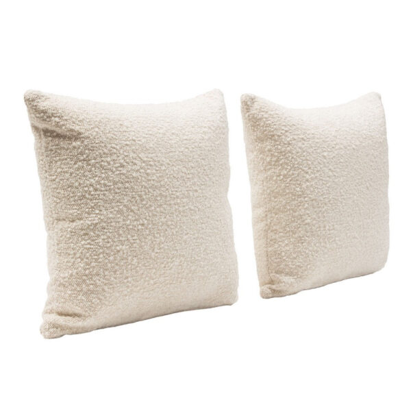 Wily Accent Pillow Set of 2, 16 Inch Square, Bone White Boucle Fabric