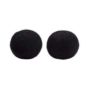 Wily Accent Pillow Set of 2, 10 Inch Round Ball, Black Faux Sheepskin