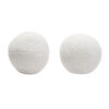 Wily Accent Pillow Set of 2, 10 Inch Round Ball, White Faux Sheepskin