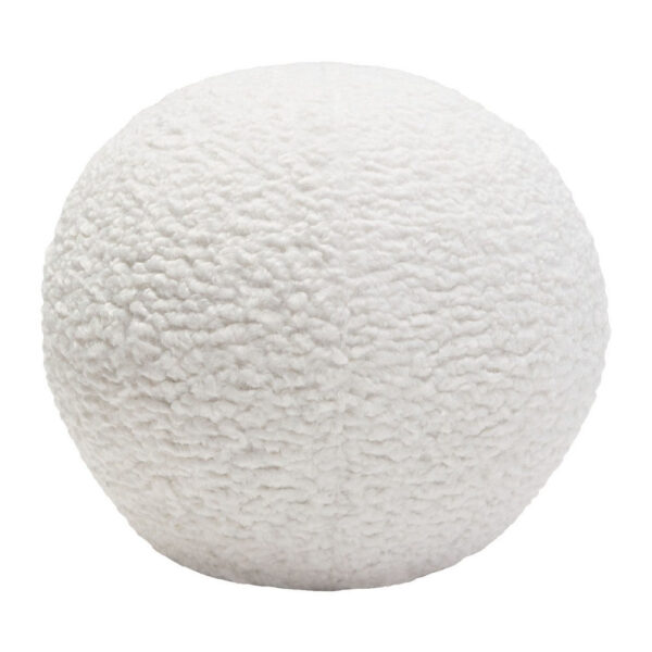 Wily Accent Pillow Set of 2, 10 Inch Round Ball, White Faux Sheepskin