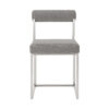 Tasie Dining Chair Set of 2, Stainless Steel, Gray Tufted Polyester