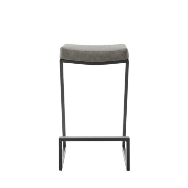 Alta Backless Counter Stool, Z Black Iron Footrest, Gray Faux Leather