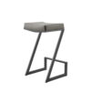 Alta Backless Counter Stool, Z Black Iron Footrest, Gray Faux Leather
