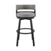 Ella 30 Inch Modern Outdoor Patio Swivel Bar Stool, Aluminum, Gray, Black