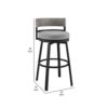 Ella 30 Inch Modern Outdoor Patio Swivel Bar Stool, Aluminum, Gray, Black