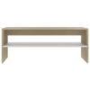 39 Inch Coffee Table w Shelf, Rectangular, Oak Beige and White Wood