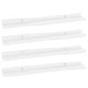 4pc Wall Mounted Floating Display Shelf Set, High Gloss White Wood