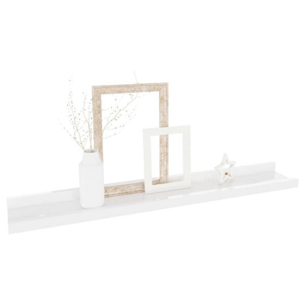4pc Wall Mounted Floating Display Shelf Set, High Gloss White Wood