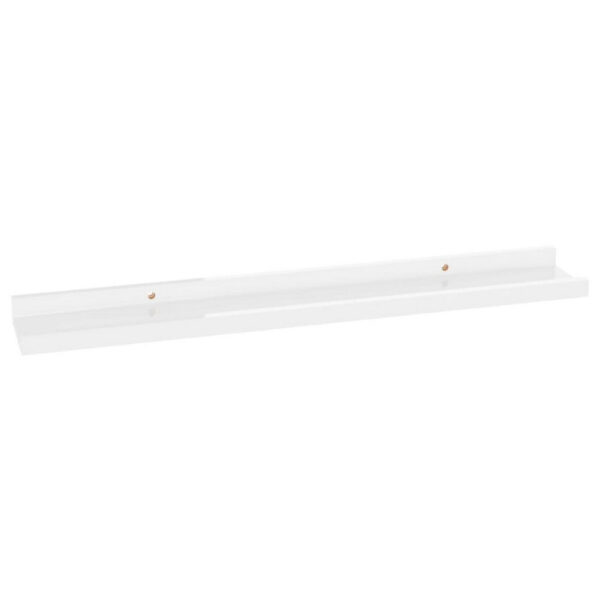 4pc Wall Mounted Floating Display Shelf Set, High Gloss White Wood