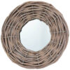 3pc Decorative Wall Mounted Mirror Set, Rattan Wicker Woven Frame in Beige