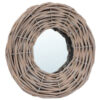 3pc Decorative Wall Mounted Mirror Set, Rattan Wicker Woven Frame in Beige