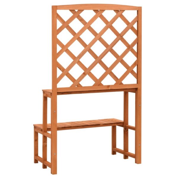 Pany Planter Stand with Trellis, 2 Tier Adjustable Shelves, Solid Firwood
