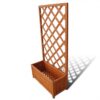 Biny Outdoor Garden Planter, Built In Trellis, Natural Brown Solid Wood