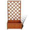 Biny Outdoor Garden Planter, Built In Trellis, Natural Brown Solid Wood