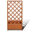 Biny Outdoor Garden Planter, Built In Trellis, Natural Brown Solid Wood
