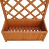Biny Outdoor Garden Planter, Built In Trellis, Natural Brown Solid Wood