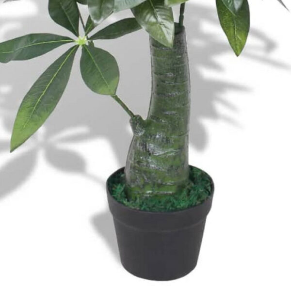 Sarge 33 Inch Artificial Silk Plant with 175 Green Leaves, Painted Wood