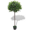 Zora 49 Inch Topiery Artificial Indoor Plant, Green Leaves, Brown Wood