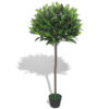 Zora 49 Inch Topiery Artificial Indoor Plant, Green Leaves, Brown Wood