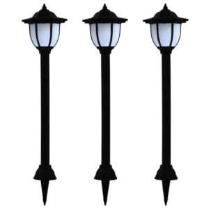 Myna Outdoor Solar-Power Lamp Set of 3, White LED, Classic Black Finish