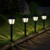 Myna Outdoor Solar-Power Lamp Set of 3, White LED, Classic Black Finish