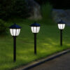 Myna Outdoor Solar-Power Lamp Set of 3, White LED, Classic Black Finish