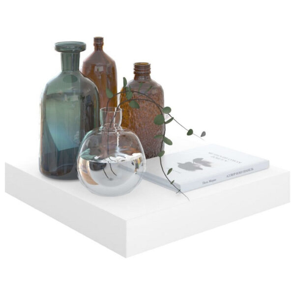 Hannah Floating Wall Shelf Set of 2, 9x9 inch High gloss White Honeycomb