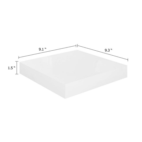 Hannah Floating Wall Shelf Set of 2, 9x9 inch High gloss White Honeycomb