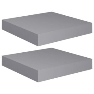 Hannah Floating Wall Shelf Set of 2, 9x9 Square Frame, Gray Honeycomb, Metal