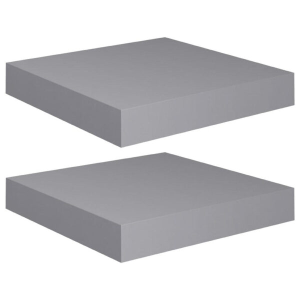Hannah Floating Wall Shelf Set of 2, 9x9 Square Frame, Gray Honeycomb, Metal