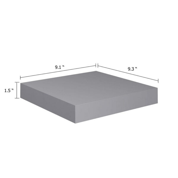 Hannah Floating Wall Shelf Set of 2, 9x9 Square Frame, Gray Honeycomb, Metal