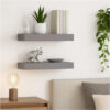 Hannah Floating Wall Shelf Set of 2, 9x9 Square Frame, Gray Honeycomb, Metal