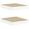 Hannah Floating Wall Shelf Set of 2, 9x9 Square Frame, Oak-White Honeycomb