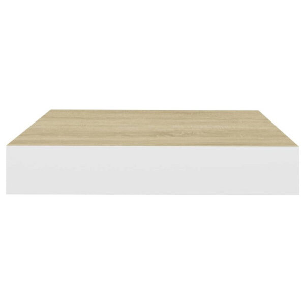 Hannah Floating Wall Shelf Set of 2, 9x9 Square Frame, Oak-White Honeycomb