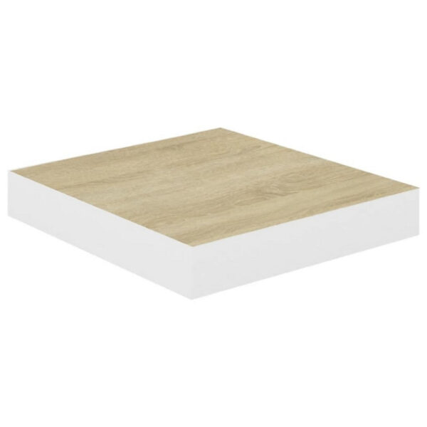 Hannah Floating Wall Shelf Set of 2, 9x9 Square Frame, Oak-White Honeycomb