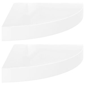 Phoebs Floating Corner Wall Shelf Set of 2, Gloss White Honeycomb, 10 Inch
