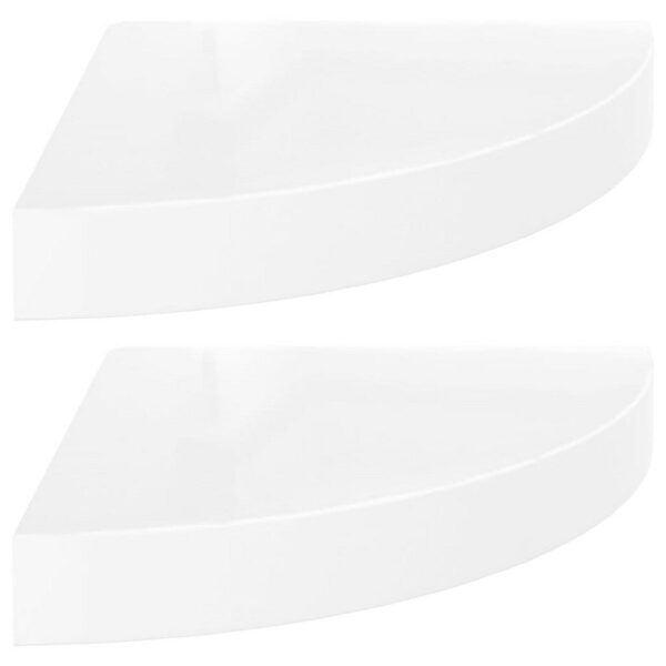 Phoebs Floating Corner Wall Shelf Set of 2, Gloss White Honeycomb, 10 Inch