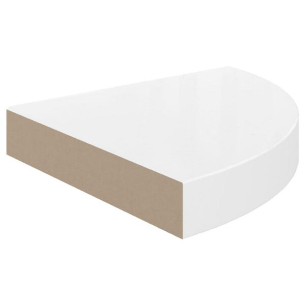 Phoebs Floating Corner Wall Shelf Set of 2, Gloss White Honeycomb, 10 Inch