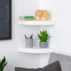 Phoebs Floating Corner Wall Shelf Set of 2, Gloss White Honeycomb, 10 Inch