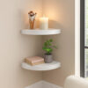 Phoebs Floating Corner Wall Shelf Set of 2, White Honeycomb, Rounded, 10 Inch
