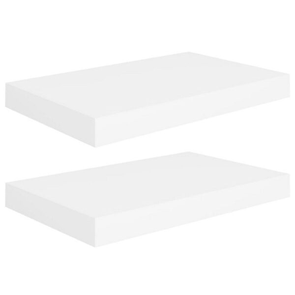 Yuna Floating Wall Shelf Set of 2, White Honeycomb MDF, Metal Accents, 16 Inch