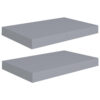Yuna Floating Wall Shelf Set of 2, Gray Honeycomb MDF, Metal Accents, 16 Inch