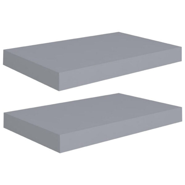 Yuna Floating Wall Shelf Set of 2, Gray Honeycomb MDF, Metal Accents, 16 Inch