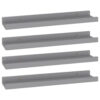 Suzzy Wall Mounting Shelves Set of 4, Floating Design, Gray Wood, 16 Inch