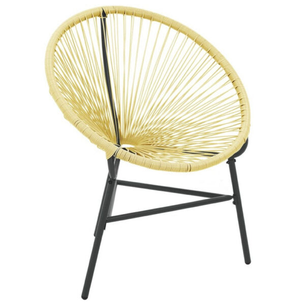 Jackie Outdoor Acapulco Chair, BeigePoly Rattan, Powder Coated Steel